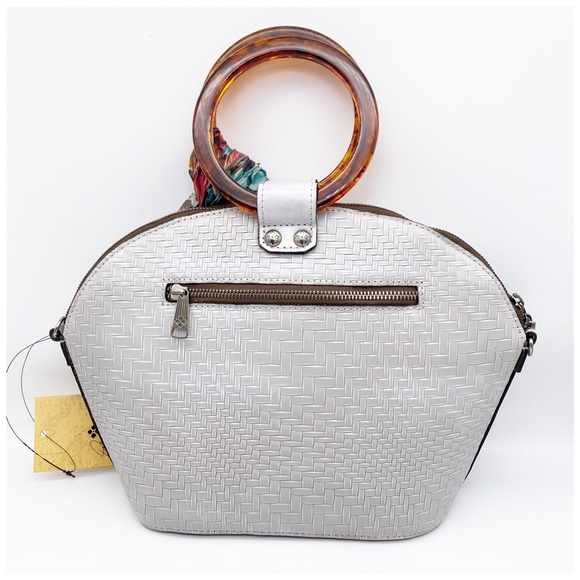 NWT Patricia Nash Meldola Dome Satchel in Light Grey - Picture 4 of 12